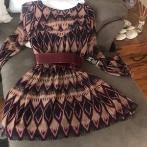 Express Aztec print dress with sheer sleeves